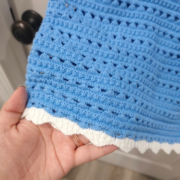 WILLOW & WIND Blue White Crochet Babydoll Dress, Summer Festival, Size M - Picture 7 of 11